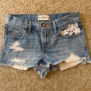 Abercrombie & Fitch Blue Distressed Denim Shorts